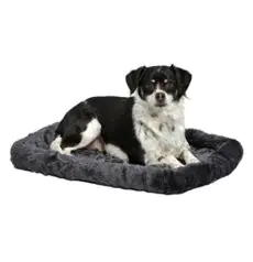 QIAOQI Dog Bed Crate Mat 22 Grey Kennel Pad Washable Orthopedic Pillow Pet Beds Cushion Padding Bolster 22-inch 
